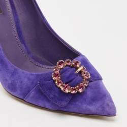 Dolce & Gabbana Purple Suede Buckle Pointed Toe  Pumps Size 38