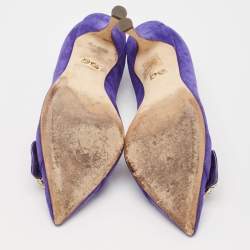 Dolce & Gabbana Purple Suede Buckle Pointed Toe  Pumps Size 38