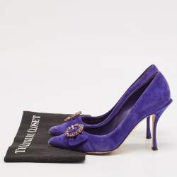 Dolce & Gabbana Purple Suede Buckle Pointed Toe  Pumps Size 38