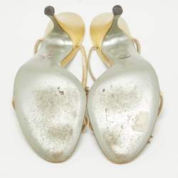 Pre Owned Dolce & Gabbana Metallic Gold Leather and Metal Ankle Strap Sandals Size 40