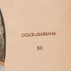 Dolce & Gabbana Multicolor Canvas flower Embellished Flat Mules Size 38