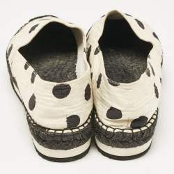 Dolce & Gabbana White/Black Canvas Polka Dot Print Flat Espadrilles Size 39