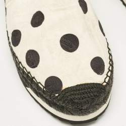 Dolce & Gabbana White/Black Canvas Polka Dot Print Flat Espadrilles Size 39