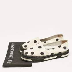 Dolce & Gabbana White/Black Canvas Polka Dot Print Flat Espadrilles Size 39