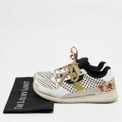 Dolce & Gabbana White/Black Sneakeskin and Leather Low Top Sneakers Size 37.5