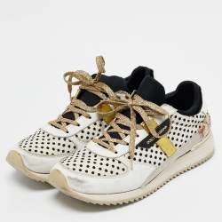 Dolce & Gabbana White/Black Sneakeskin and Leather Low Top Sneakers Size 37.5
