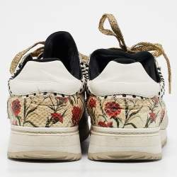 Dolce & Gabbana White/Black Sneakeskin and Leather Low Top Sneakers Size 37.5