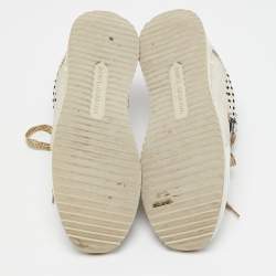 Dolce & Gabbana White/Black Sneakeskin and Leather Low Top Sneakers Size 37.5