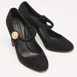 Dolce & Gabbana Black Suede Vally Mary Jane Pumps Size 41