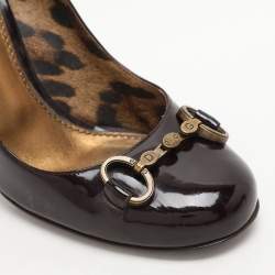 Pre Owned Dolce & Gabbana Dark Brown Patent Leather Pumps Size 38