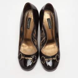 Pre Owned Dolce & Gabbana Dark Brown Patent Leather Pumps Size 38