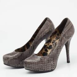 Dolce & Gabbana Grey Python Leather Platform Pumps Size 37