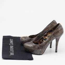 Dolce & Gabbana Grey Python Leather Platform Pumps Size 37