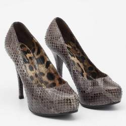 Dolce & Gabbana Grey Python Leather Platform Pumps Size 37