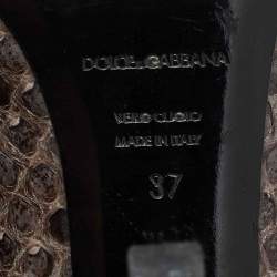 Dolce & Gabbana Grey Python Leather Platform Pumps Size 37