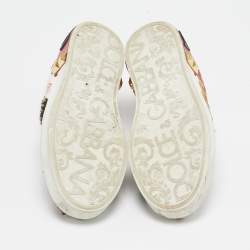 Pre Owned Dolce & Gabbana Multicolor Leather Amore Heart Embroidered Low Top Sneakers Size 38
