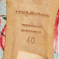 Dolce & Gabbana Multicolor Canvas Cork Heel Slide Sandals Size 40