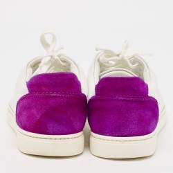 مملوكة مسبقًا Dolce & Gabbana White/Purple Leather and Suede Low Top Sneakers Size 40
