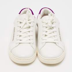 مملوكة مسبقًا Dolce & Gabbana White/Purple Leather and Suede Low Top Sneakers Size 40