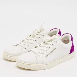 مملوكة مسبقًا Dolce & Gabbana White/Purple Leather and Suede Low Top Sneakers Size 40