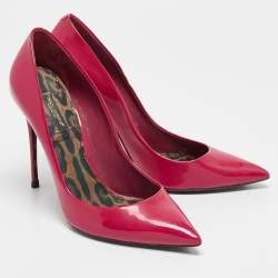 مملوكة مسبقًا حذاء كعب عالي دولتشي أند غابانا جلد لامع أحمر مقدمة مدببة مقاس 40