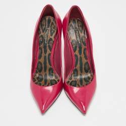 مملوكة مسبقًا حذاء كعب عالي دولتشي أند غابانا جلد لامع أحمر مقدمة مدببة مقاس 40