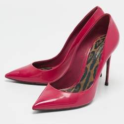 مملوكة مسبقًا حذاء كعب عالي دولتشي أند غابانا جلد لامع أحمر مقدمة مدببة مقاس 40