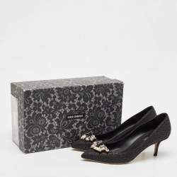 مملوكة مسبقًا Dolce & Gabbana Black Fabric Crystal Embellished Pumps Size 38
