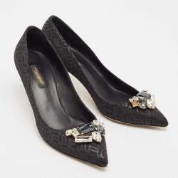 مملوكة مسبقًا Dolce & Gabbana Black Fabric Crystal Embellished Pumps Size 38