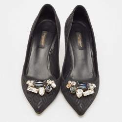 مملوكة مسبقًا Dolce & Gabbana Black Fabric Crystal Embellished Pumps Size 38