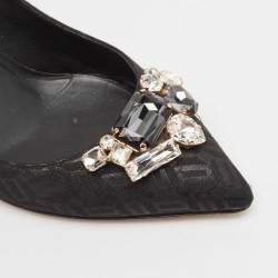 مملوكة مسبقًا Dolce & Gabbana Black Fabric Crystal Embellished Pumps Size 38