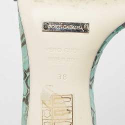 Dolce & Gabbana Persian Green Python Slingback Sandals Size 38