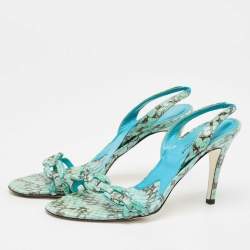 Dolce & Gabbana Persian Green Python Slingback Sandals Size 38