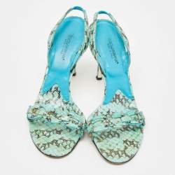 Dolce & Gabbana Persian Green Python Slingback Sandals Size 38