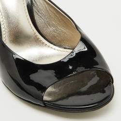 Dolce & Gabbana Black Patent Leather Slide Sandals Size 38.5