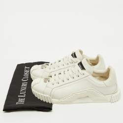 Pre Owned Dolce & Gabbana White Leather Logo Lettering Low Top Sneakers Size 40