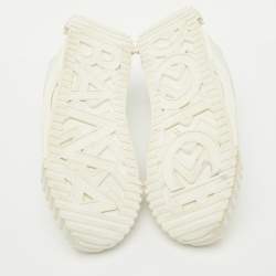 Pre Owned Dolce & Gabbana White Leather Logo Lettering Low Top Sneakers Size 40