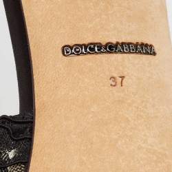 Pre Owned Dolce & Gabbana Black Lace Crystal Bow Taormina Mules Size 37