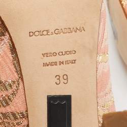 Dolce & Gabbana Pink Brocade Fabric Pointed Toe Pumps Size 39