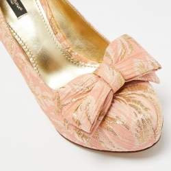 Dolce & Gabbana Pink Brocade Fabric Pointed Toe Pumps Size 39