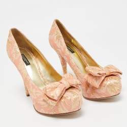 Dolce & Gabbana Pink Brocade Fabric Pointed Toe Pumps Size 39