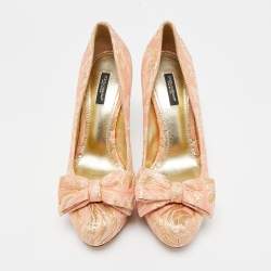 Dolce & Gabbana Pink Brocade Fabric Pointed Toe Pumps Size 39