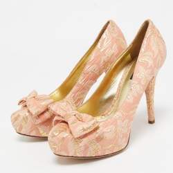 Dolce & Gabbana Pink Brocade Fabric Pointed Toe Pumps Size 39