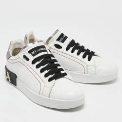 Pre Owned Dolce & Gabbana White Leather Portofino Low Top Sneakers Size 38