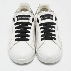 Pre Owned Dolce & Gabbana White Leather Portofino Low Top Sneakers Size 38