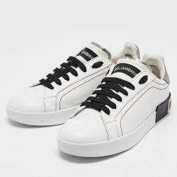 Pre Owned Dolce & Gabbana White Leather Portofino Low Top Sneakers Size 38
