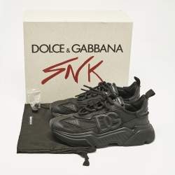 Pre Owned Dolce & Gabbana Black Leather and Fabric Daymaster Sneakers Size 40