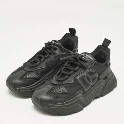 Pre Owned Dolce & Gabbana Black Leather and Fabric Daymaster Sneakers Size 40