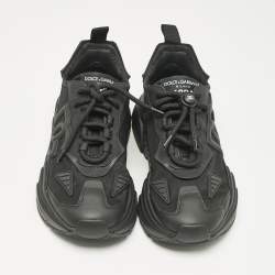 Pre Owned Dolce & Gabbana Black Leather and Fabric Daymaster Sneakers Size 40