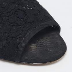 Dolce & Gabbana Black Lace and Mesh Flat Slides Size 36.5